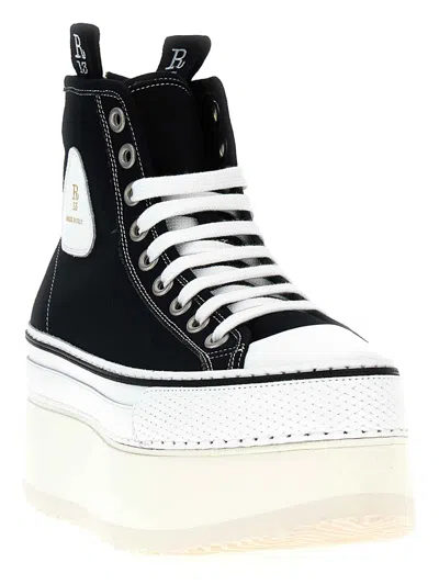 R13 Black Courtney Platform High Top Sneakers In White