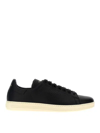 Tom Ford Low-top Leather Sneakers In Black