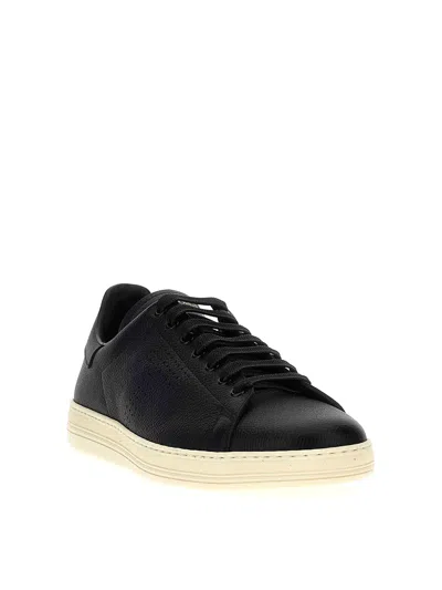 Tom Ford Low-top Leather Sneakers In Black