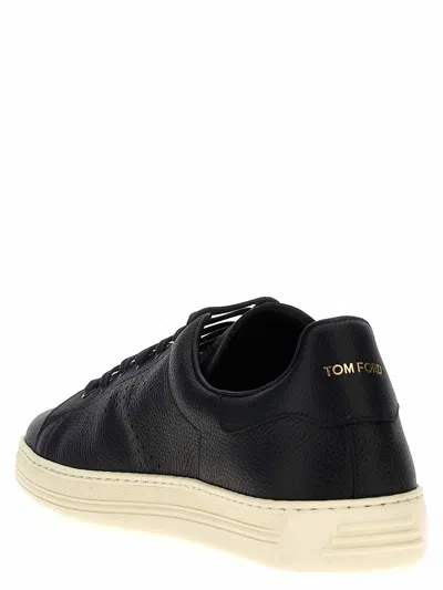 Tom Ford Low-top Leather Sneakers In Black