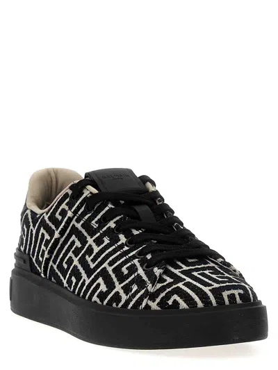 Balmain Black Low Top Sneakers In White