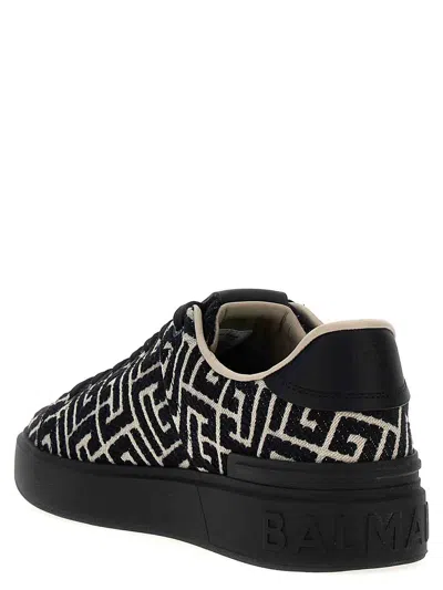 Balmain Black Low Top Sneakers In White