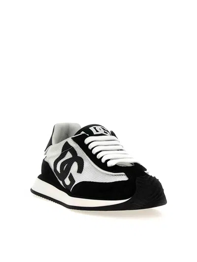 Dolce & Gabbana Multicolor Mesh And Split Leather Cushion Sneakers In Black