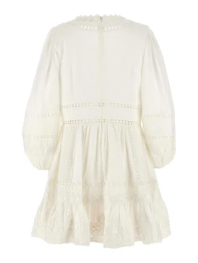 Shop Zimmermann Pop Trimmed Mini Dress In White