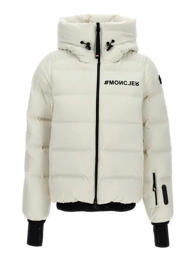 Moncler 'swiss' Quilted Down Jacket With Hood And Ribbed Cuffs In White
