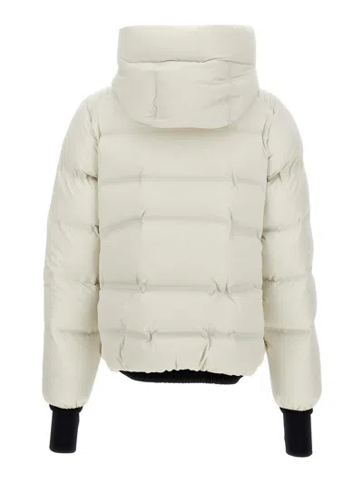 Moncler 'swiss' Quilted Down Jacket With Hood And Ribbed Cuffs In White