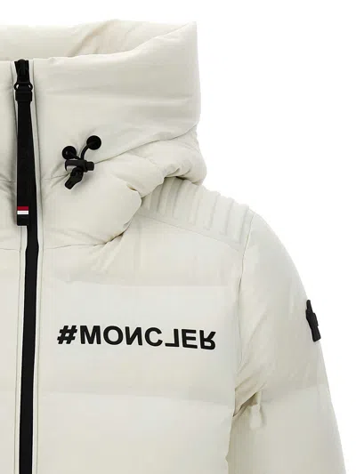 Moncler 'swiss' Quilted Down Jacket With Hood And Ribbed Cuffs In White