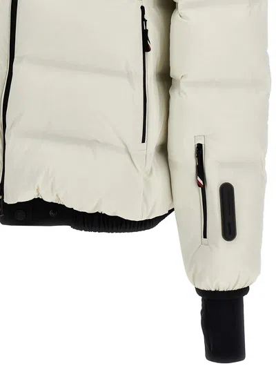 Moncler 'swiss' Quilted Down Jacket With Hood And Ribbed Cuffs In White
