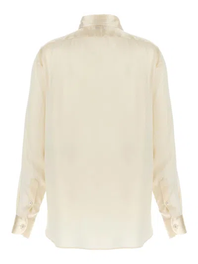 Tom Ford Silk Shirt With Pleated Detail And Pointed Collar In Pink