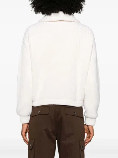 Herno Wool Zipped Cardigan In White
