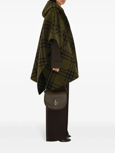 Burberry Reversible Check Wool Cape In Grün