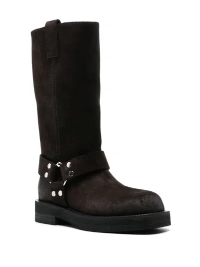 Shop 3juin Suede Calf Leather Demi Knee-high Boots In Brown