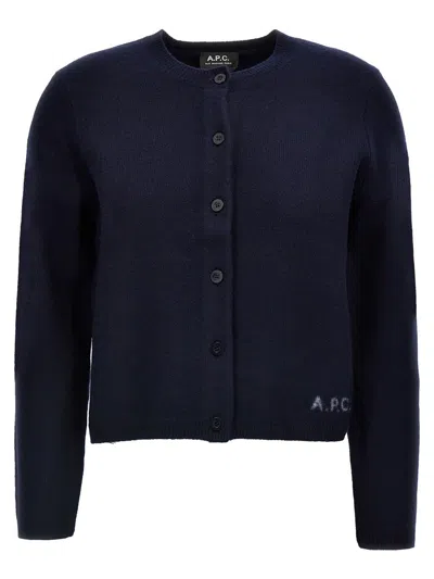 Apc A.p.c. Mila Virgin Wool Cardigan In Blue