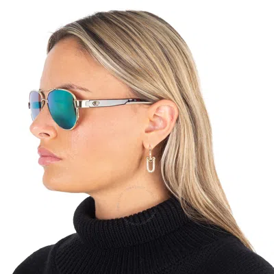Costa Del Mar Loreto Green Mirror Polarized Polycarbonate Pilot Ladies Sunglasses Lr 64 Ogmp 56 In Green