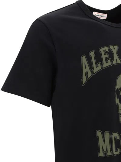 Alexander Mcqueen Logo Skull-print Cotton T-shirt In Black
