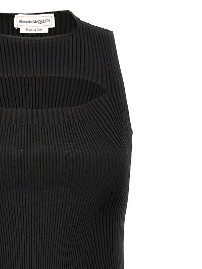 Shop Alexander Mcqueen Ribbed Knit Dress In Black