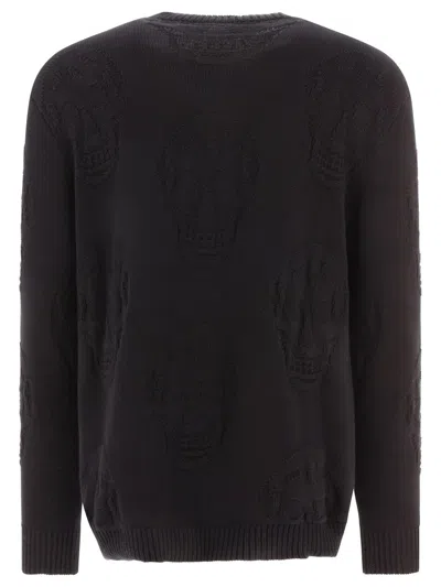 Alexander Mcqueen Skull Knitted Cotton Jumper In Black