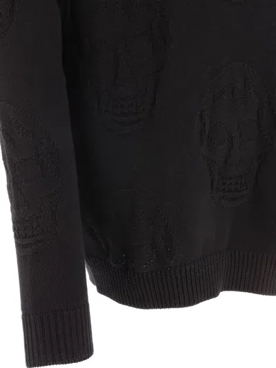 Alexander Mcqueen Skull Knitted Cotton Jumper In Black