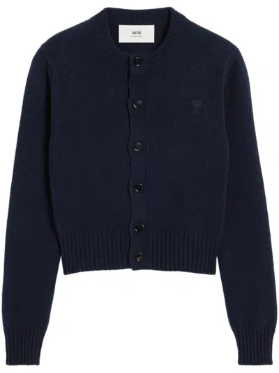 Shop Ami Alexandre Mattiussi Ami Paris Ami De Coeur Cashmere Cardigan In Blue