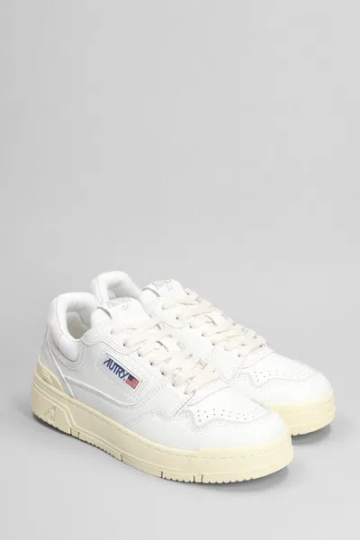 Autry 'clc' White Low Top Sneakers With Logo Patch On Tongue And Side In White