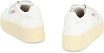 Shop Autry Medalist Leather Platform Sneakers In White