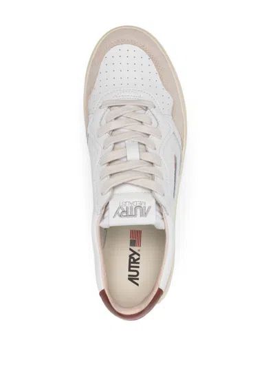 Shop Autry Medalist Sneakers In White And Brown Calf Leather