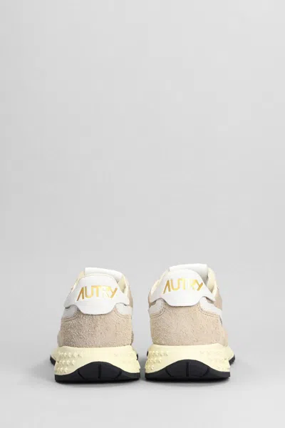 Autry Reelwind Low Nylon And Leather Craquele Pepper And White Sneakers In Beige