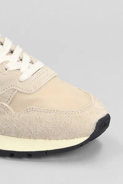 Autry Reelwind Low Nylon And Leather Craquele Pepper And White Sneakers In Beige