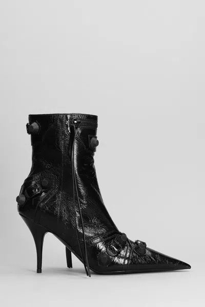 Balenciaga Cagole 50 Ankle Boots In Lamb Leather In Black