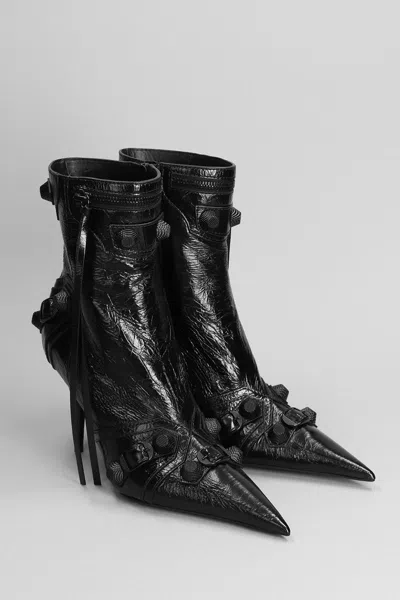 Balenciaga Cagole 50 Ankle Boots In Lamb Leather In Black