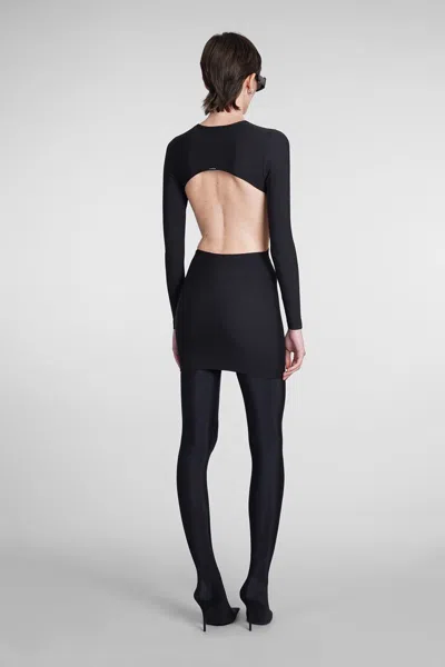 Balenciaga Cutout Long Sleeve Stretch Jersey Minidress In Black