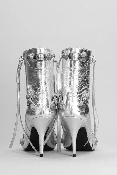 Balenciaga Cagole 90mm Metallic Ankle Boots In Silver
