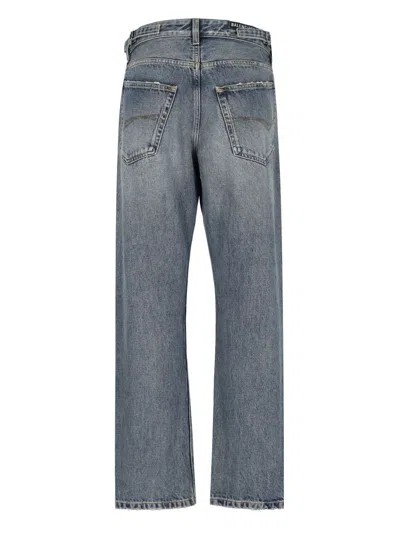 Balenciaga Straight Leg Trousers Distressed Detailing In Blue