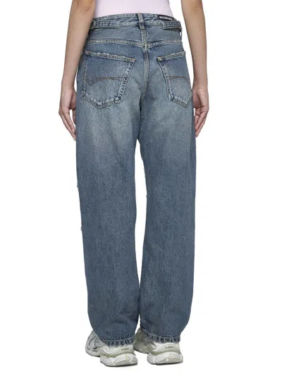 Balenciaga Straight Leg Trousers Distressed Detailing In Blue