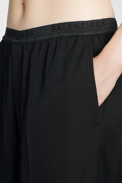 Balenciaga Black Tracksuit Pants With All-over Bal Diagonal Motif In Viscose Jacquard Woman In Black