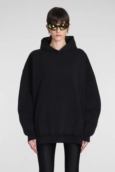Balenciaga Cropped Vintage Cotton Sweatshirt Hoodie In Black