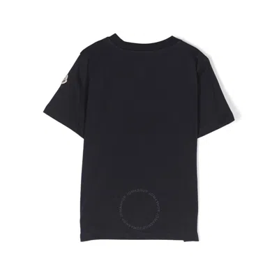 Moncler Kids Navy Short-sleeve Logo T-shirt In Blue