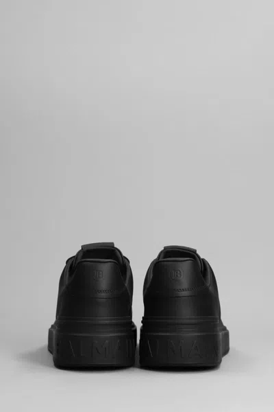 Balmain Black Low Top Sneakers With Logo In Leather In Black