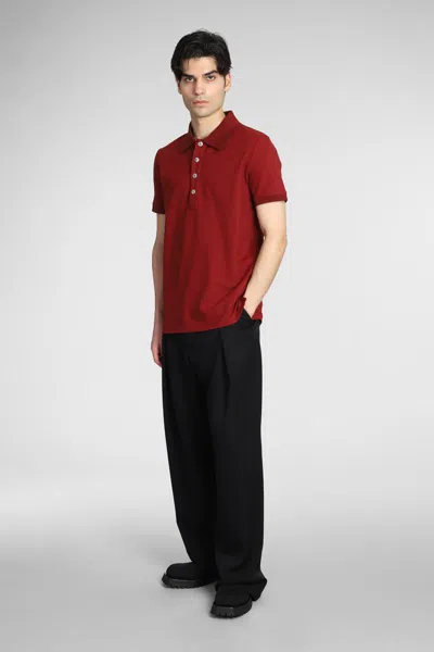 Balmain Polo In Bordeaux Cotton In Red