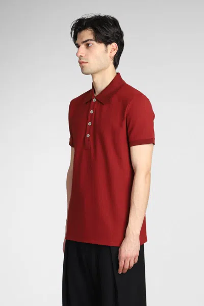 Balmain Polo In Bordeaux Cotton In Red