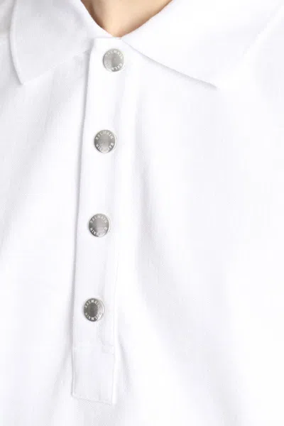 Balmain Monogrammed Textured Fabric Polo Shirt With Metal Buttons In White