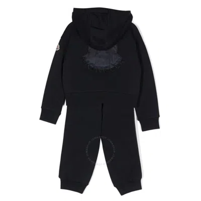 Moncler Kids Logo-embroidered Cotton Tracksuit In Blue