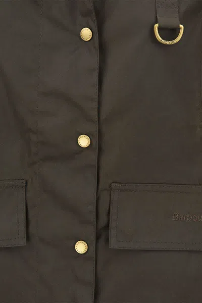 Shop Barbour Avon Waxed Cotton Jacket In Green