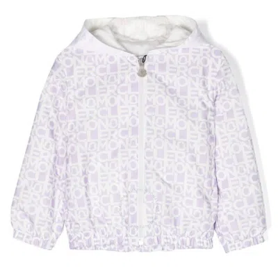 Moncler Kids Alose Logo Print Hooded Jacket In Purple