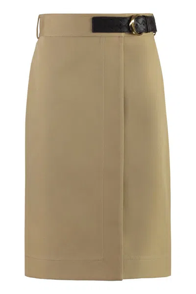 Shop Bottega Veneta Cotton Wrap Skirt In Beige