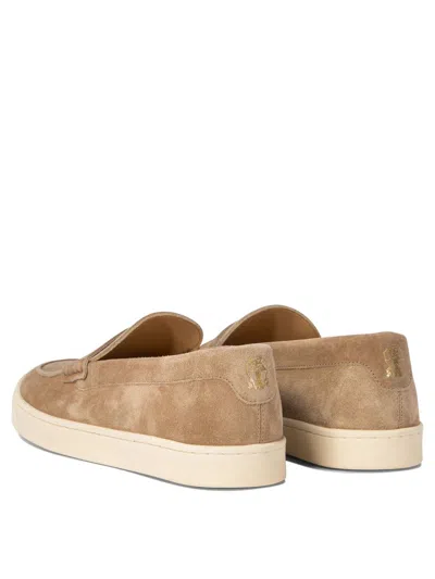 Shop Brunello Cucinelli Suede Loafers In Beige