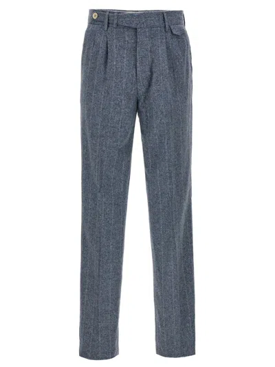 Shop Brunello Cucinelli Pinstripe Pants In Blue