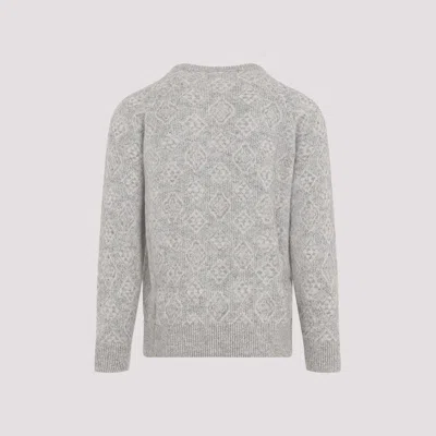 Brunello Cucinelli Geometric Alpaca Blend Sweater In Grey