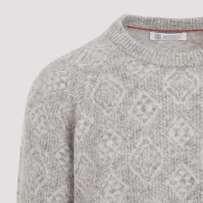 Brunello Cucinelli Geometric Alpaca Blend Sweater In Grey