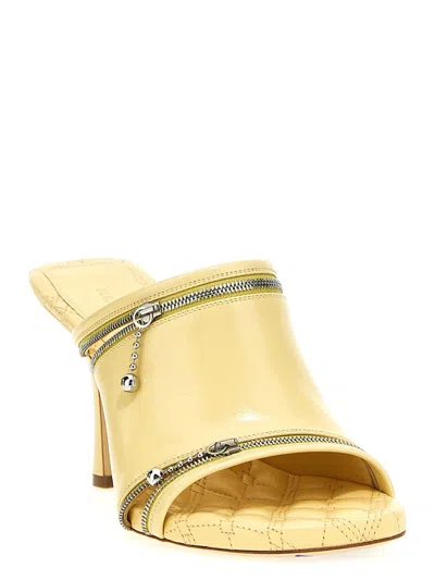 Burberry 85mm Decorative-zip Leather Sandals In Yellow